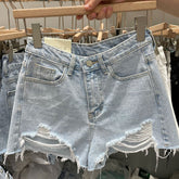 Streetwear-Strand-Jeansshorts im Distressed-Look